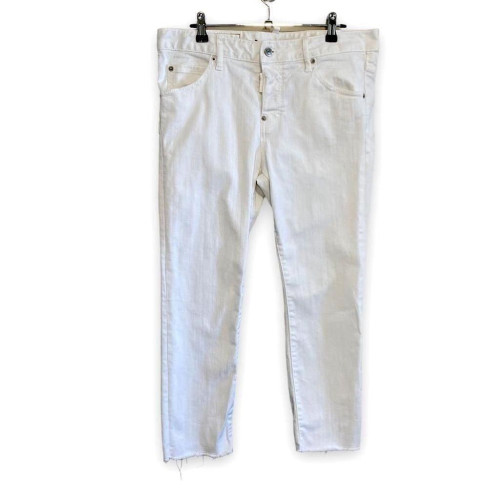 Dsquared2 Logo-Patch White Straight Cut Jeans - 6… - image 3